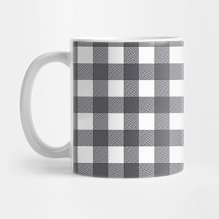 Grey and White Gingham Checkered Pattern Mug